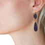 Humble Chic Simulated Druzy Drop Dangles - Boho Glitter Long Double Teardrop Dangly Earrings for Women - Bohemian Created Geode Stone Sparkly Pendants