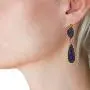 Humble Chic Simulated Druzy Drop Dangles - Boho Glitter Long Double Teardrop Dangly Earrings for Women - Bohemian Created Geode Stone Sparkly Pendants