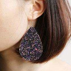 Finrezio 6pairs Teardrop Leather Dangle Earrings for Women Girls Statement Druzy Flower Drop Dangling Earring Set