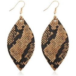 Bohemian Delicate Lightweight Cork Geometric Earrings - Animal Print Leopard Snake Python Teardrop, Marquise Leaf Fringe, Rhombus Drop Dangles