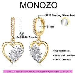Gold Huggie Hoop Earrings for Women, Hypoallergenic S925 Sterling Silver Post 14K Gold Plated Sunburst Drop Spike Butterfly Star Turquoise Dangle Small CZ Huggie Hoop Earrings Jewelry Gifts for Women