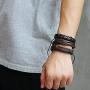 Jstyle 12Pcs Braided Leather Bracelet for Men Women Cuff Wrap Bracelet Wristbands Adjustable