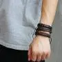Jstyle 12Pcs Braided Leather Bracelet for Men Women Cuff Wrap Bracelet Wristbands Adjustable