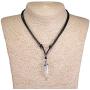BlueRica Crystal Quartz Pendant on Adjustable Black Rope Cord Necklace