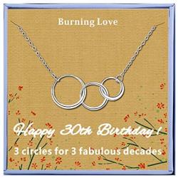 30th Birthday Gifts for Women Sterling Silver 3 Interlocking Circles Infinity Necklaces for Her Birthday Gifts for Mom Wife Aunt Teacher Colleague Jewelry for Women 3 Circles 3 Decades