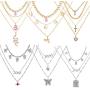 Bynouck 20PCS Pendant Necklace Set Layered Choker Necklace Gold Silver Multiple Necklaces Pack for Women Girls