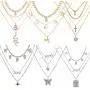 Bynouck 20PCS Pendant Necklace Set Layered Choker Necklace Gold Silver Multiple Necklaces Pack for Women Girls Bynouck 20PCS Pendant Necklace Set Layered Choker Necklace Gold Silver Multiple Necklaces Pack for Women Girls