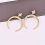 Full Clear Rhinestones Stars Moon Crescent Dangle Earrings Fashion Delicate Female Studs Jewelry