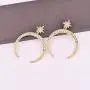 Full Clear Rhinestones Stars Moon Crescent Dangle Earrings Fashion Delicate Female Studs Jewelry