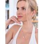 Mariell Cubic Zirconia & Ivory Pearl Wedding Necklace and Earrings Jewelry Set for Bridesmaids & Brides