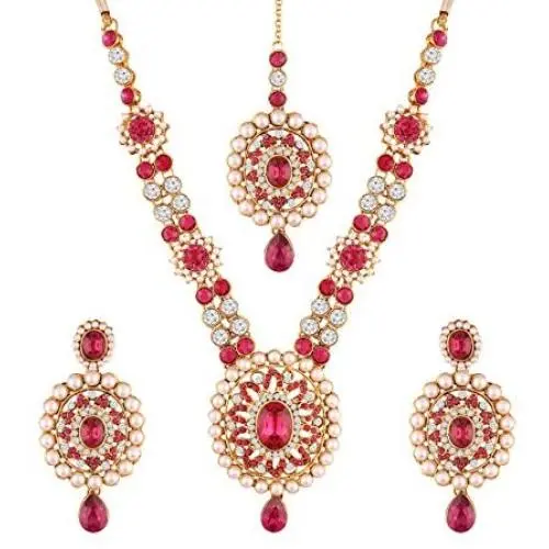 I Jewels Gold Plated Jewellery Set with Maang Tikka for Women (IJ309Q) I Jewels Gold Plated Jewellery Set with Maang Tikka for Women (IJ309Q)