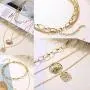 17IF Layered Necklace Punk Chunky Gold Long Chain Pearl Necklace, Lock Key Choker Pendant Butterfly Necklace Delicate Dainty Jewelry for Women Men 17IF Layered Necklace Punk Chunky Gold Long Chain Pearl Necklace, Lock Key Choker Pendant Butterfly Necklace Delicate Dainty Jewelry for Women Men