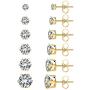 UHIBROS Stainless Steel Stud Earrings Set Hypoallergenic Cubic Zirconia 18K White Gold 316L CZ Earring 6 Pairs 3-8mm