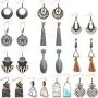 12 Pairs Vintage Earrings Turquoise Earrings Bohemian Earrings Vintage Dangle Earrings Geometric Dangle Pendant Earrings for Women Girls (Style A)