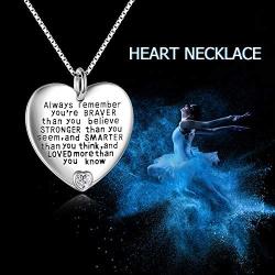 YFN Sterling Silver Always Remember You are Braver Than You Believe Jewelry Pendant Necklace Inspirational Gifts