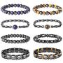 YADOCA 8 Pcs Hematite Magnetic Bracelets Set for Men Women Tigers Eye Bead Bracelet Colorful Elastic Bracelet