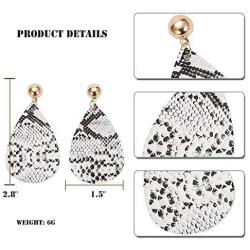 GoodCorserMall Womens Leather Earring Teardrop Snakeskin Print Leather Dangle Drop Earrings