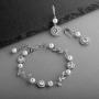 Mariell Silver Vine & Ivory Pearl CZ Bridal Bracelet & Earrings Set - Wedding Jewelry for Bridesmaids