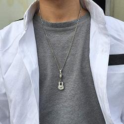 HUANIAN Stainless Steel The Guitar Urn Necklace for Keepsake Memorial Cremation Jewelry,Unisex,19.6'' Chain