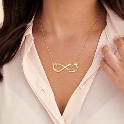 U7 Personalized Necklace Choker Charm Initials Naming Jewelry Platinum / 18K Gold Custom Any Name/Her Name/Double Names/Infinity 4 Family or BFF Names, Chain 16''-18''