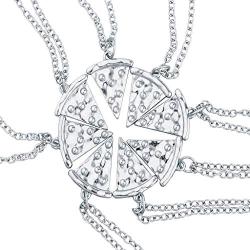 Lux Accessories BFF Best Friends Forever Pizza Pie Slice Necklace Set (8PC)