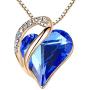 Leafael 18K Rose Gold Plated Love Heart Pendant Necklace with Healing Stone Crystal Jewelry Gifts for Women, 18''+2''
