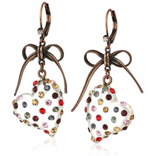 Betsey Johnson Multi Lucite Heart Drop Earrings