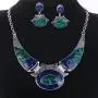YAZILIND Ethnic Color Embossed Oval Gangle Bib Collar Earrings Necklace Jewelry Set Women YAZILIND Ethnic Color Embossed Oval Gangle Bib Collar Earrings Necklace Jewelry Set Women