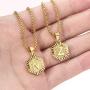 Hermah Gold Plated Charm Pendant Box Link Necklace Initital Capital Letter A-Z Mens Womens Pendant Hexagon Charm 22inch