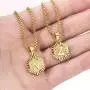 Hermah Gold Plated Charm Pendant Box Link Necklace Initital Capital Letter A-Z Mens Womens Pendant Hexagon Charm 22inch