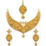 Bindhani Indian Jewelry Wedding Party Wear Bridal Bridemaids Crafted Golden Kundan Choker Necklace Earrings Tikka Set Designer Bollywood Style Jewellery Tika Set For Women
