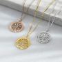 MyNameNecklace Engraved Circle Family Tree Necklace with Clear CZ Stones-Personalized V-Day Jewelry Sterling Silver 925