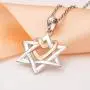 925 Silver Star of David pendant with Rose Gold Heart Necklace Mother Day Jewelry Gift for Mom Women Girls
