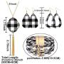 XGALBLA 4 Pieces Christmas Plaid Print Jewelry Set, Christmas Plaid Multi-Layer Bracelet, Faux Leather Drop Dangle Earrings Pendant Necklace Tassel Necklace for Women