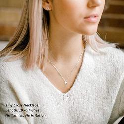 M MOOHAM Cross Necklace for Women, Dainty Gold Plated Cross Pendant Necklace Sideways Cross Choker Layered Cross Necklace for Women Girls
