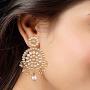 Aheli Ethnic Faux Kundan Drop Pearl Beads Dangle Earrings Maang Tikka Set Bollyood Wedding Party Fashion Jewelry for Women