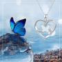 Waysles Butterfly Necklaces for Women, Butterfly Crystal Opal Necklace with Premium Birthstone, Silver-Tone, 18”+2” Chain