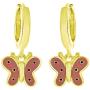 AFFY Jewelry Peach Enamel Butterfly Drop Earrings in 925 Sterling Silver