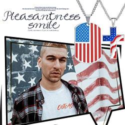 Cupimatch 2pcs American USA Flag Patriotic Cross Dog Tag Pendant Necklace Set Stainless Steel Stars and Stripes Necklace 22'' Chain Jewelry