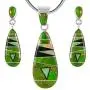 Matching Turquoise & Gemstones Set 925 Sterling Silver (Pendant, Earrings, Necklace 20'') Matching Turquoise & Gemstones Set 925 Sterling Silver (Pendant, Earrings, Necklace 20'')