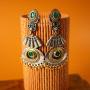 Aheli Antique Style Boho Indian Oxidized Dangle Earrings Faux Stone Studded Ethnic Wedding Fashion Jewelry for Women