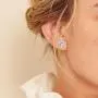 GEMSME18K White Gold Plated 4 Pong Round Clear Cubic Zirconia Stud Earring Pack of 5/6