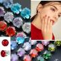 Spiritlele 12 Pairs Colors Crystal Flower Face Magnetic Clip Non Piercing Earrings Set Unisex