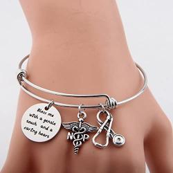 Gzrlyf NP Bracelet Nurse Practitioner Bracelet Bless Me With A Gentle Touch And A Caring Heart Charm Jewelry NP Graduation Gift