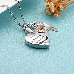 Cat Eye Jewels Memorial Ash Holder Urn Necklace Stainless Steel Heart Angel Wing Cremation Keepsake with Funnel Kit Necklace for Ashes for Men Women