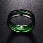 NUNCAD 8mm Black Tungsten Rings for Men Women Red/Green Groove Wedding Bands Beveled Edges Comfort Fit Size 6-16