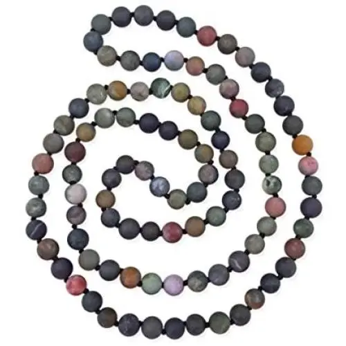 MGR MY GEMS ROCK! 36 Inch 7-8MM Matte Finnish Genuine Semi-Precious Stone Endless Infinity Long Beaded Strand Necklace.