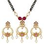 Aheli Classy Stone Beads Studded Pendant Mangalsutra Long Black Beaded Chain Indian Traditional Jewelry for Women