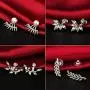 Suyi Fashion Hollow Lotus Flower Earrings Crystal Simple Chic Stud Earrings Set