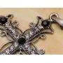 Alilang Black & Slive Gold Plated Rhinestone Flower Cross Cubic Zirconia Pendant Necklace